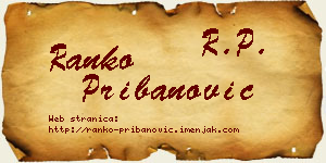 Ranko Pribanović vizit kartica